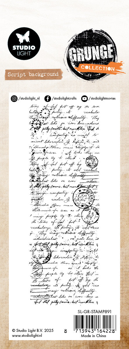 SL Clear Stamp Script Background Grunge Collection 72x194x3mm 1 Pieces
