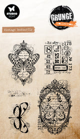 SL Clear Stamp Vintage Butterfly Grunge Collection 93x136x3mm 5 Pieces