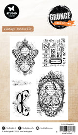 SL Clear Stamp Vintage Butterfly Grunge Collection 93x136x3mm 5 Pieces