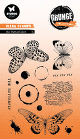 SL Clear Stamp The Butterflies Grunge Collection 14 PC