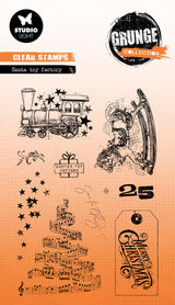 SL Clear Stamp Santa Toy Factory Grunge Collection 10 Pieces