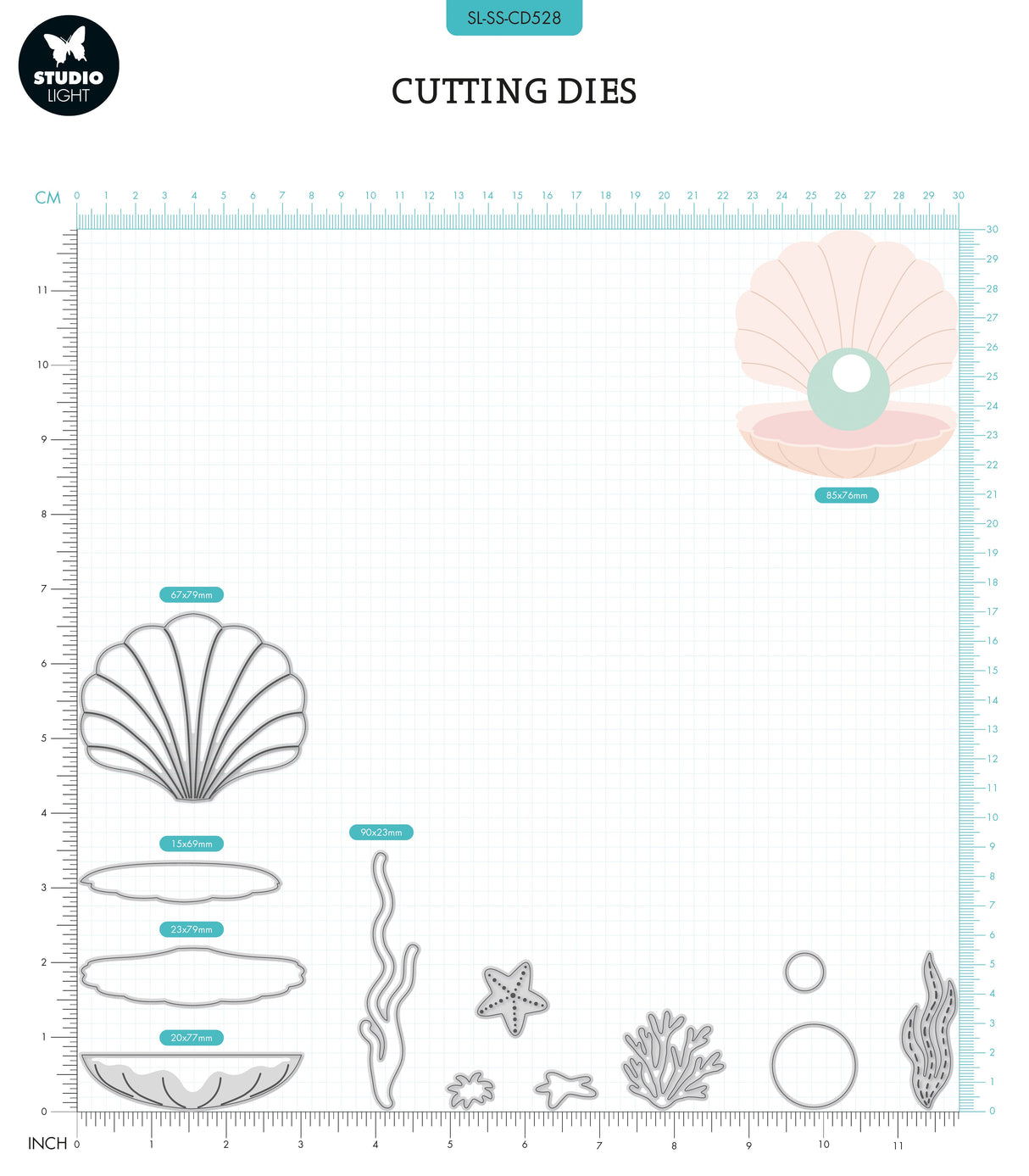 SL Cutting Die Sea Shell Sweet Stories 105x210x1mm 12 PC nr.528