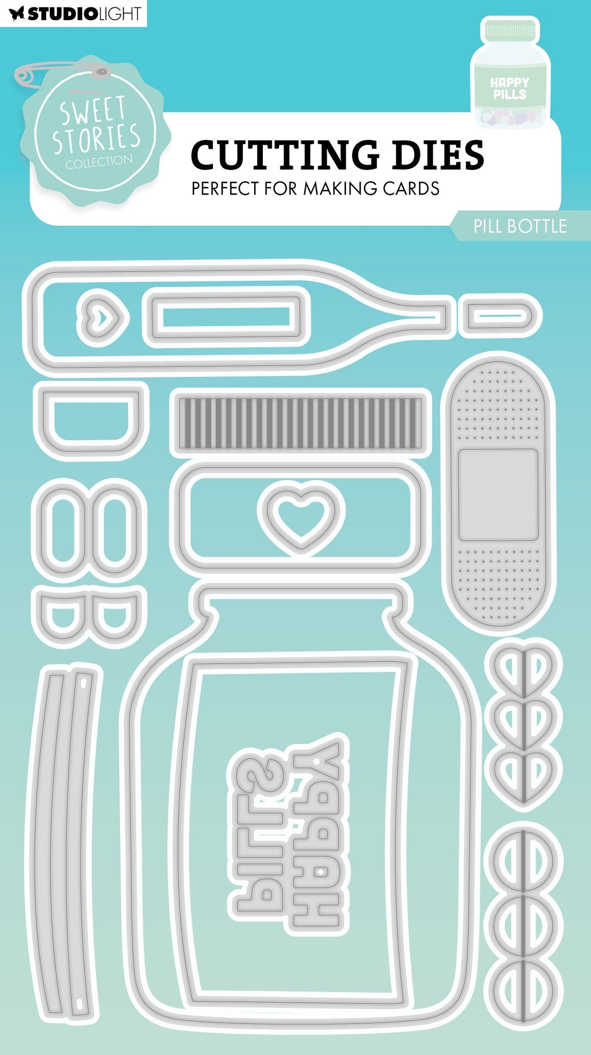 SL Cutting Die Pill Bottle Sweet Stories 17 PC craft cutting die set for card making and DIY projects.
