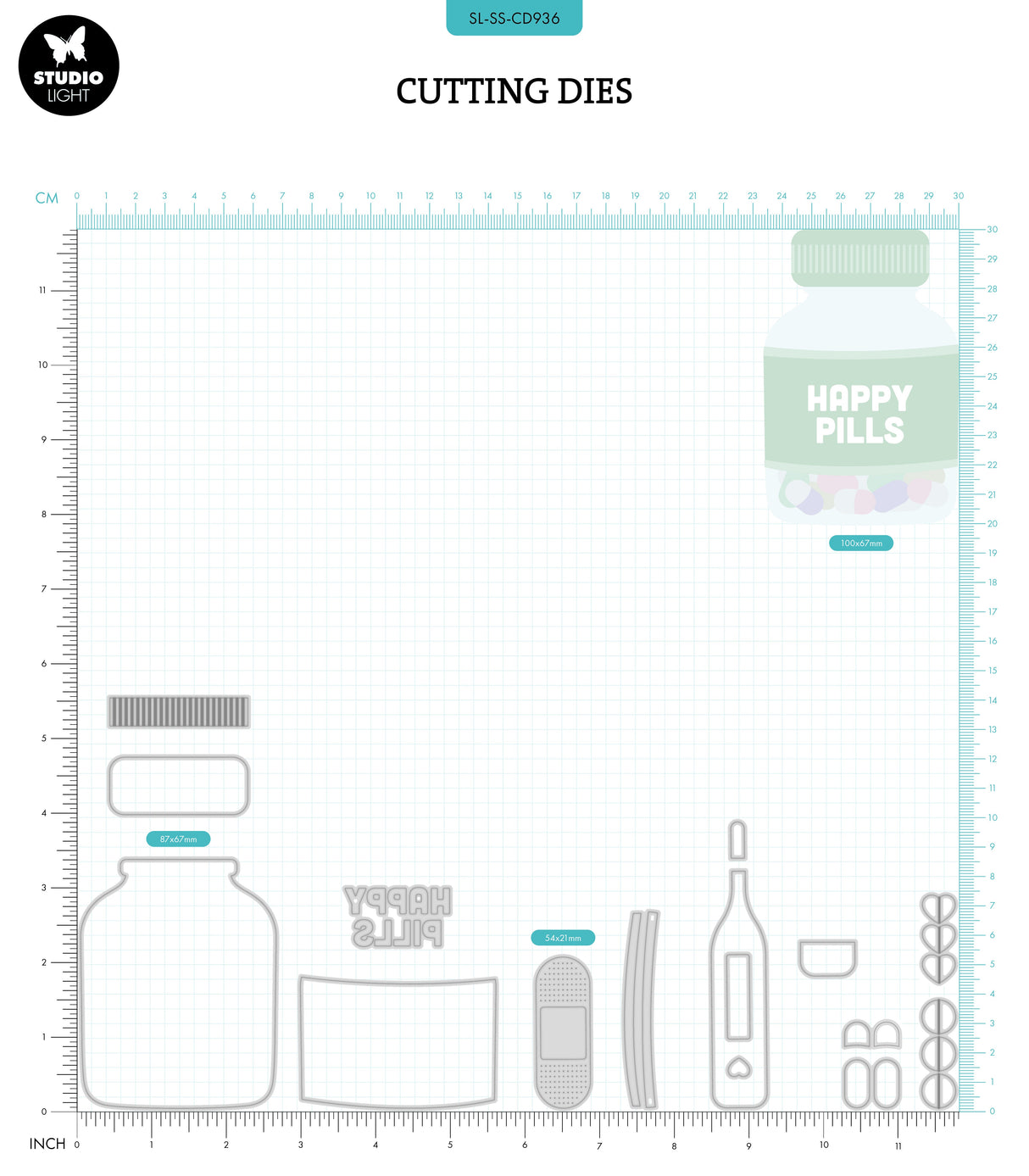 SL Cutting Die Pill Bottle Sweet Stories 17 PC craft cutting dies including pill bottle and accessories layout