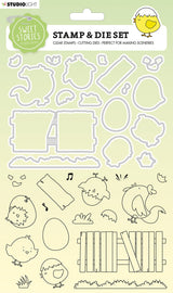 SS Stamp & Cutting Die Chicks And Eggs Sweet Stories 160x270x3mm 34 PC nr.36