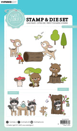 SL Stamp & Cutting Die Forest friends Sweet Stories 152x220x3mm 17 PC nr.75