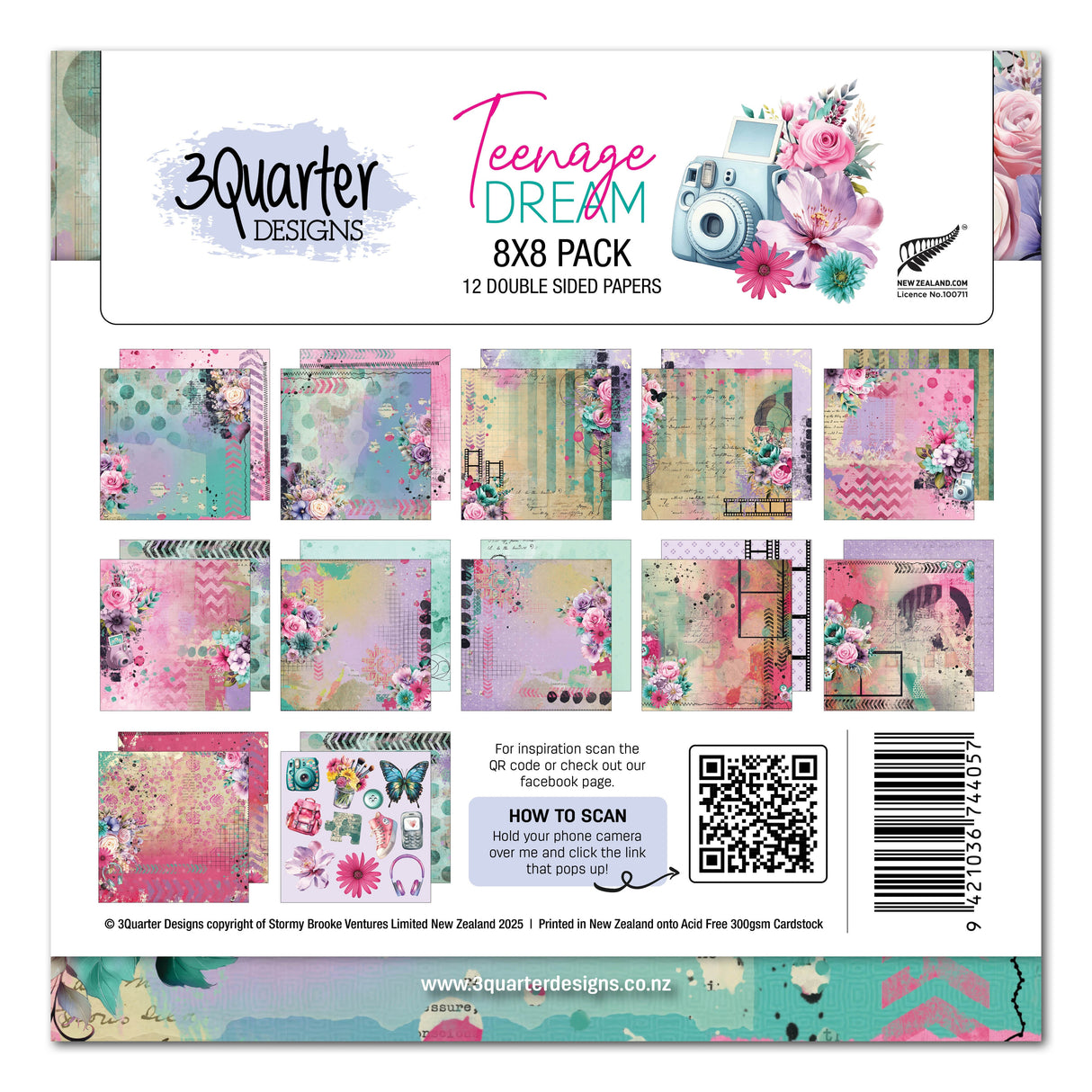 3Quarter Designs Teenage Dream 8x8 Paper Pack