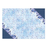 Butterfly Blues Luxury Topper Set floral design with blue and purple flowers on a light background and navy accents.