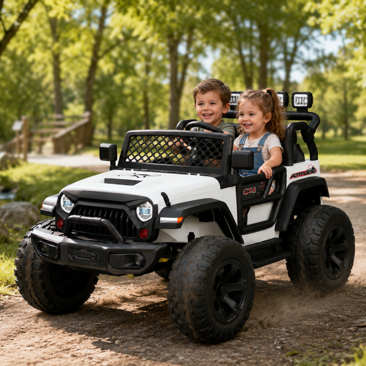 24V Trail-MX 2-Seater Upgraded 4x4 AWD Ride-On Truck W/ Rubber Wheels, Music Player, Lights &  RC