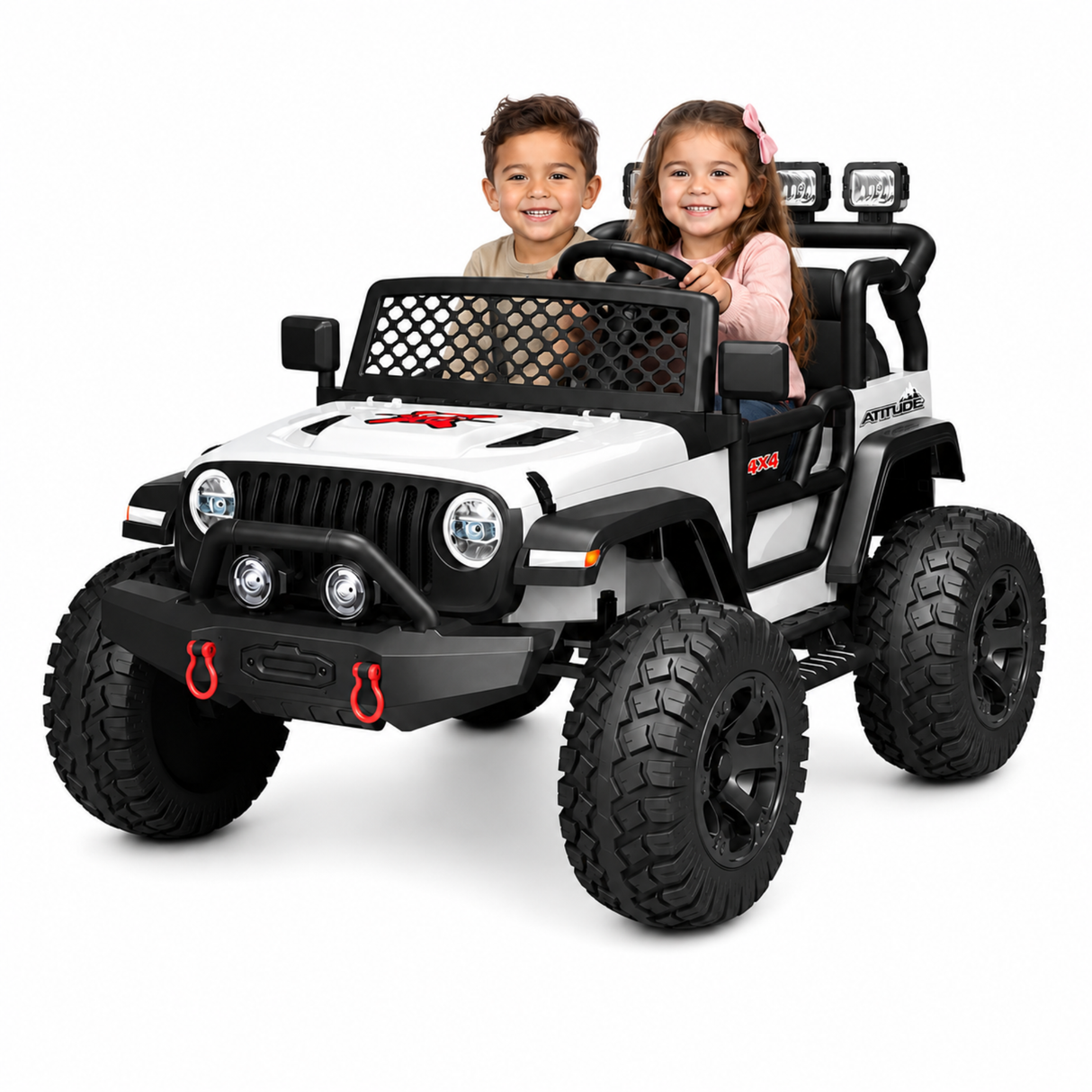 24V Trail-MX 2-Seater Upgraded 4x4 AWD Ride-On Truck W/ Rubber Wheels, Music Player, Lights &  RC