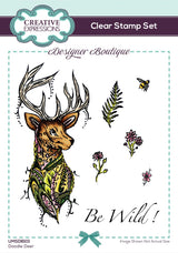 Creative Expressions Designer Boutique Doodle Deer 6 in x 4 in Clear Stamp Set