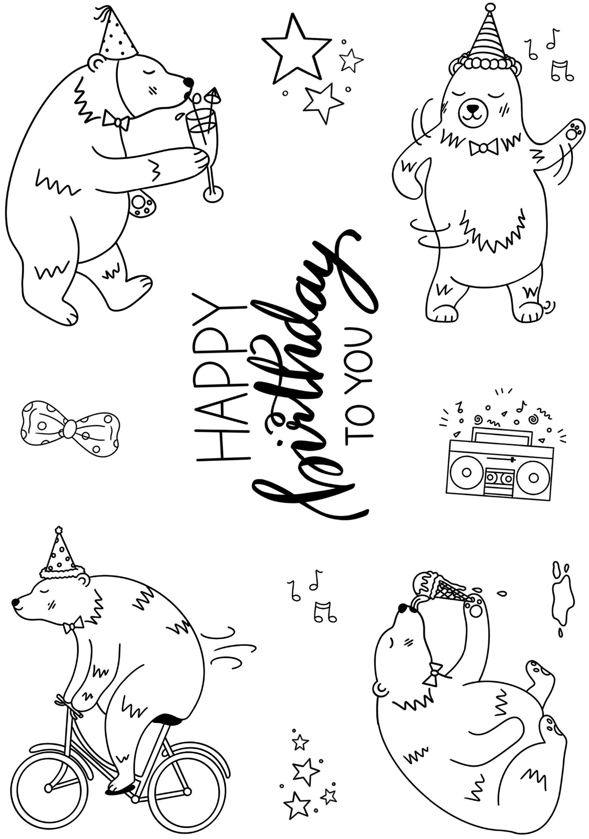 Creative Expressions Designer Boutique Musical Birthday 6 in x 8 in Stamp Set