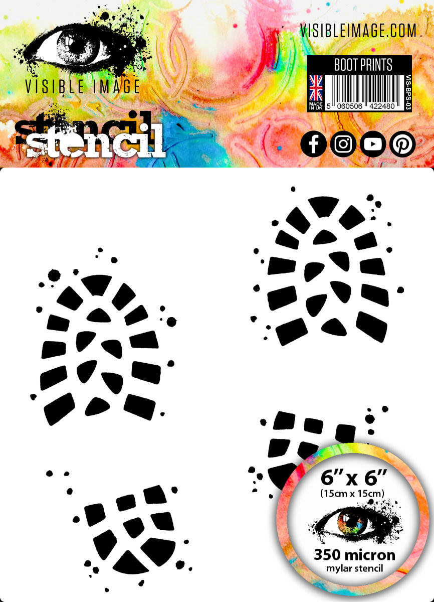 Visible Image Boot Prints Stencil - 6 x 6