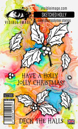Visible Image Sketched Holly - A6 Stamp Set