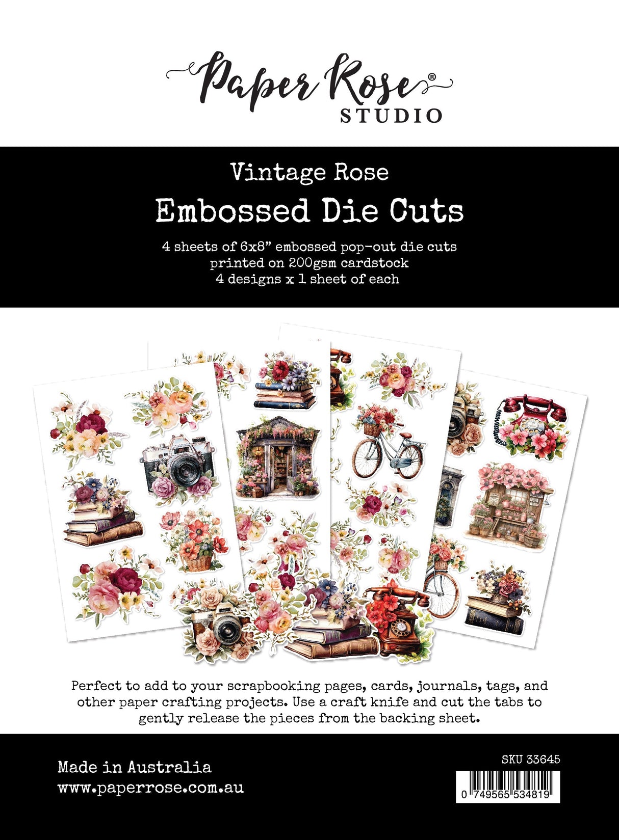 Vintage Rose Embossed Die Cuts 33645