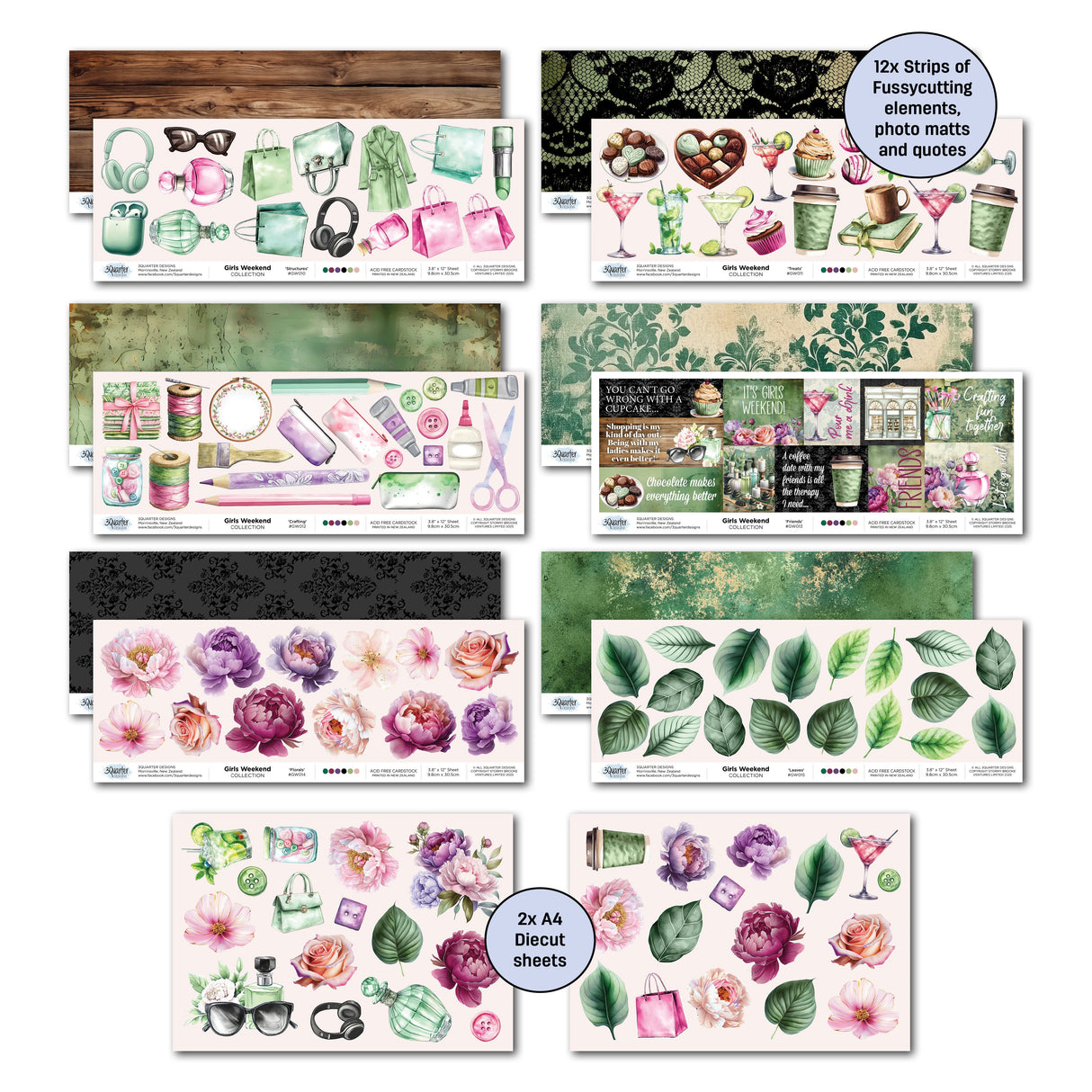 3Quarter Designs Girls Weekend 12x12 Design Paper & Diecuts Set