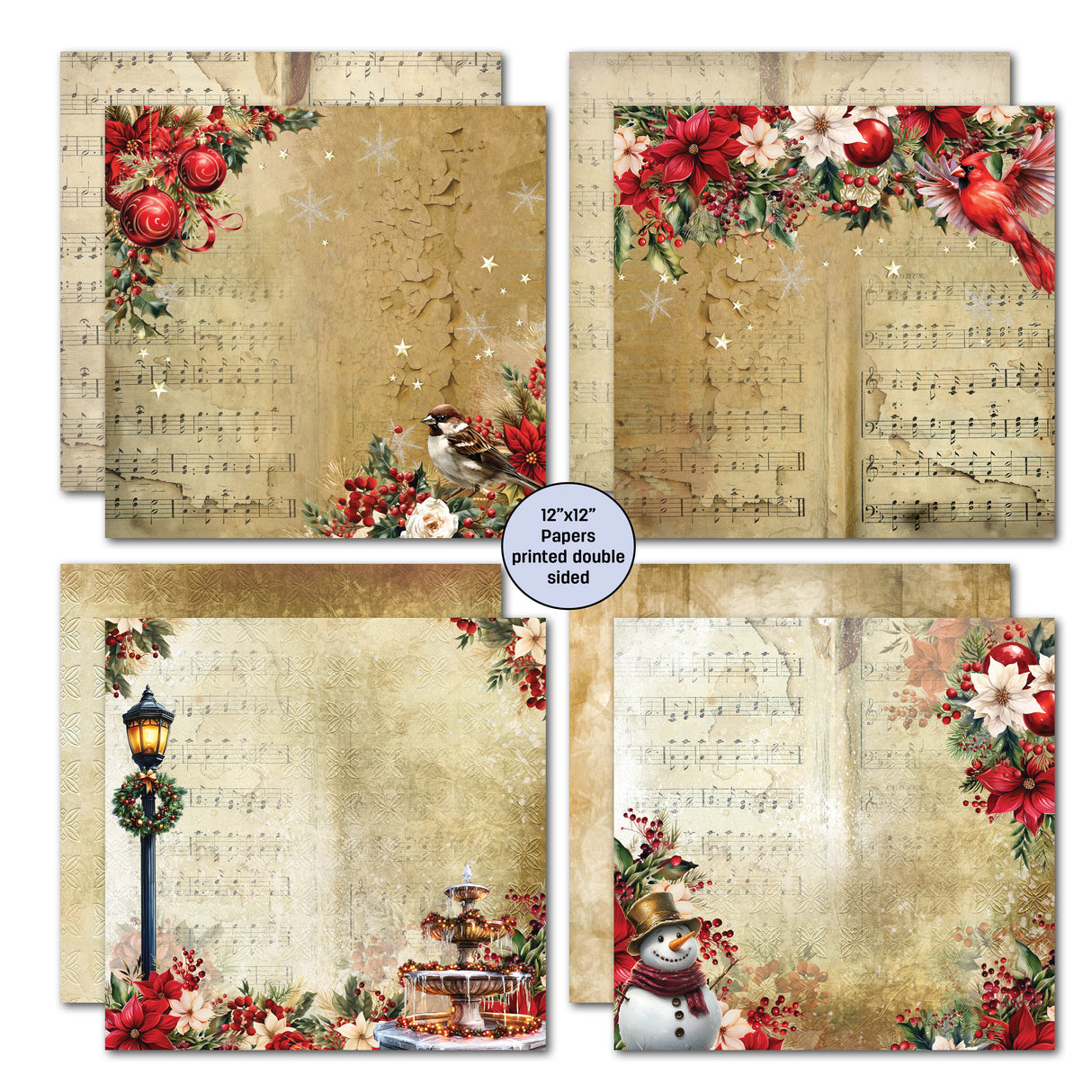 3Quarter Designs Holly Jolly 12x12 Design Paper & Diecuts Set