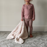 Primrose Pink and Soft White Vintage Floral Print Toddler Blanket