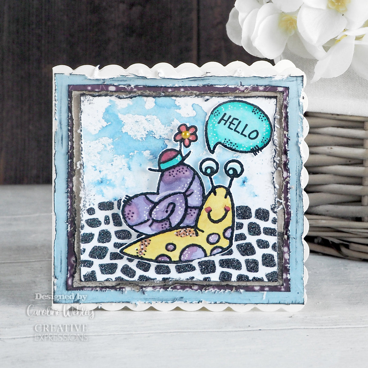Woodware Clear Singles Happy Snail 3 in x 4 in Stamp