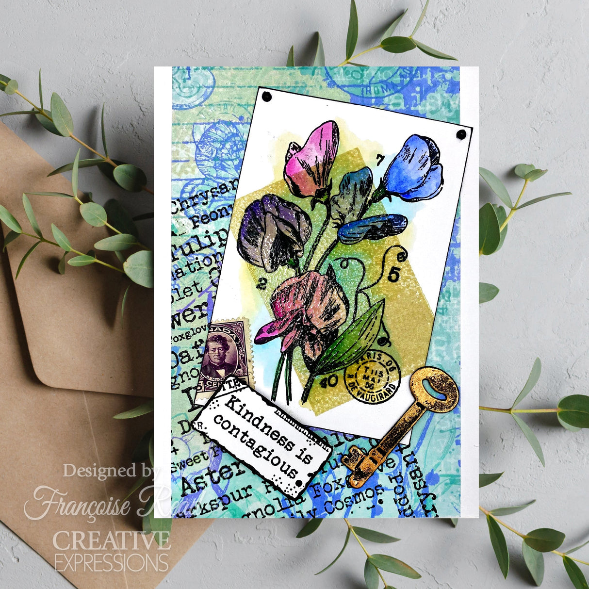 Woodware Clear Singles Sweet Pea 3 in x 4 in Stamp Set