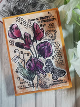 Woodware Clear Singles Sweet Pea Postcard 4 in x 6 in Stamp Set