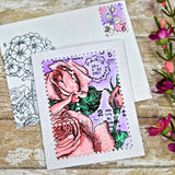 Woodware Clear Singles Postal Rose 4 in x 6 in Stamp Set