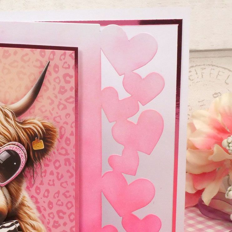 Fancy-Edge Blanks Hearts Edge decorative craft paper sheet with heart edges in pink.