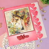 Fancy-Edge Blanks Hearts Edge decorative craft paper sheets used in handcrafted card design.
