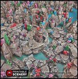 Crystal Tunnels Modular 11pc set | DnD Cave Scatter Terrain Rocks Dungeon Scenery RPG Tabletop Mini Game Tiles 3D Printed TTRPG Grotto