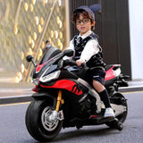 12V Aprilia Junior Riders RSV4 Ride-On Motorcycle W/ Rubber Wheels, Lights & Music Player
