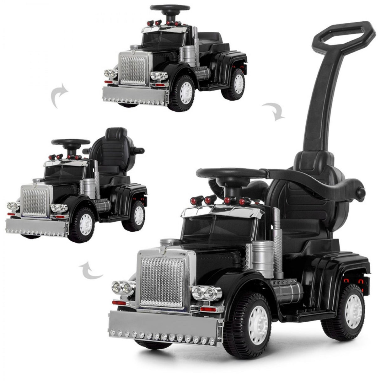 6V Big Rig 3-in-1 Convertible Ride-on Truck for Toddlers: Kids Remote Control Electric Truck