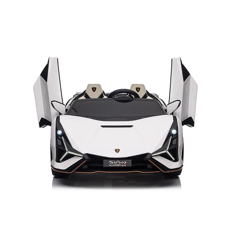 24V Lamborghini Sian 4x4 2-Seater Ride-On Car W/ Rubber Wheels, Music Player, Butterfly Doors & RC