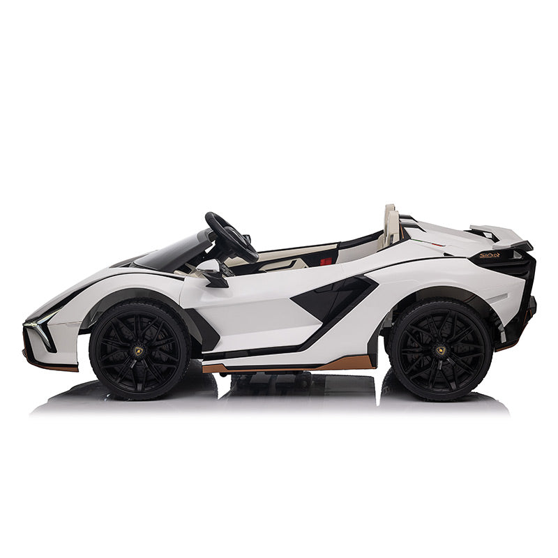 24V Lamborghini Sian 4x4 2-Seater Ride-On Car W/ Rubber Wheels, Music Player, Butterfly Doors & RC