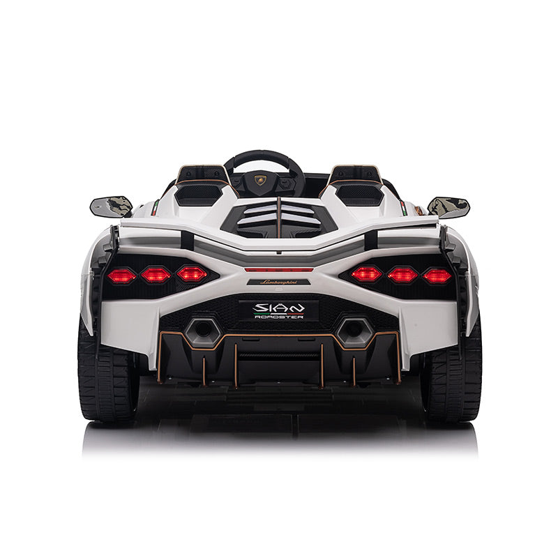 24V Lamborghini Sian 4x4 2-Seater Ride-On Car W/ Rubber Wheels, Music Player, Butterfly Doors & RC