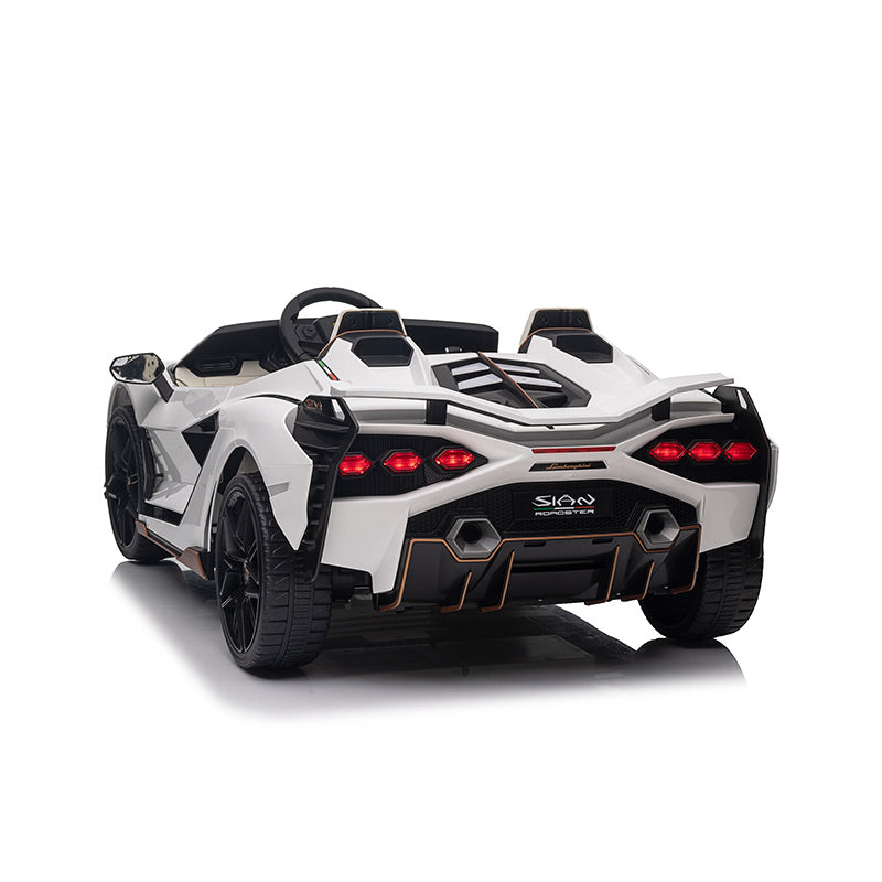 24V Lamborghini Sian 4x4 2-Seater Ride-On Car W/ Rubber Wheels, Music Player, Butterfly Doors & RC