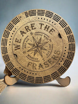 Customized Round Cribbage Board,10.75 in.,4  Player Board