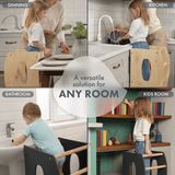 Stable Montessori Tower: Wooden Growing Chair - Beige