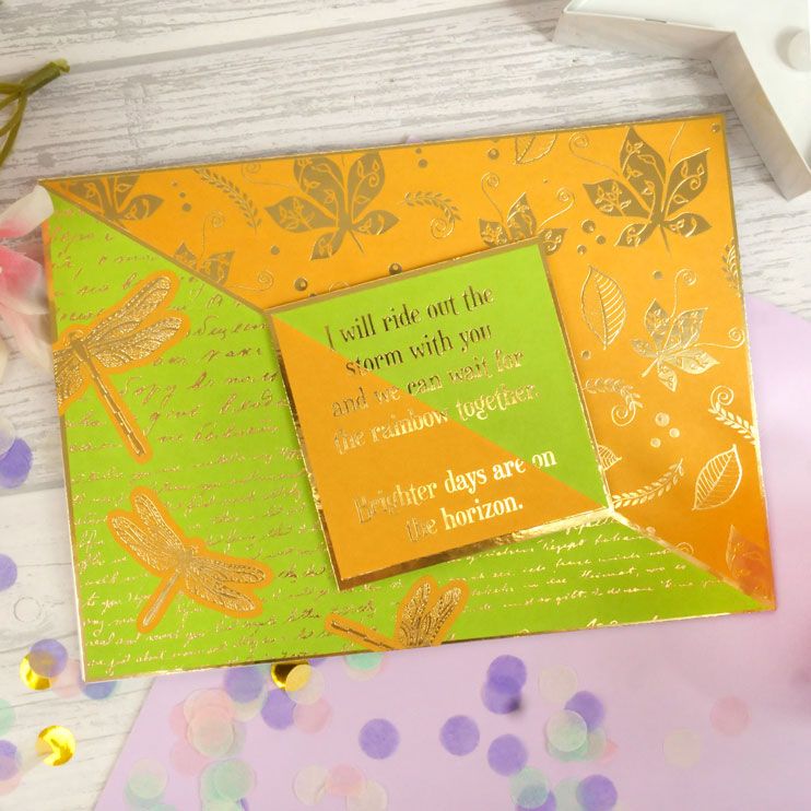 Bold & Bright Stickables A5 Self-Adhesive Foiled Papers card design featuring vibrant colors and inspirational quote.